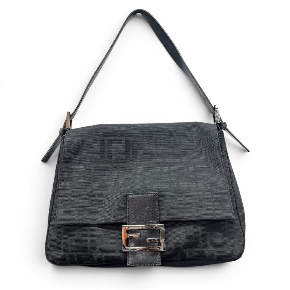Fendi canvas shoulder Zucca bag Bucket Mamma Black